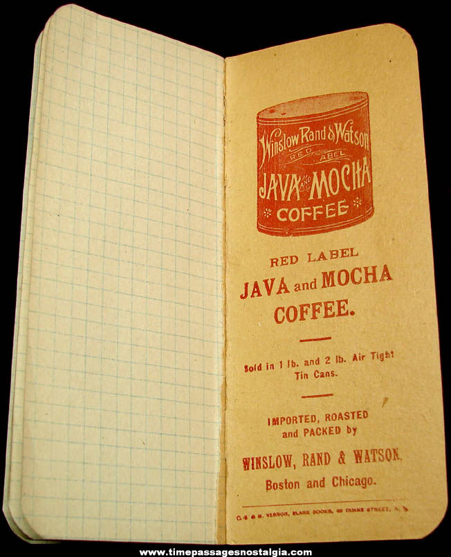 Old Winslow Rand & Watson Red Label Java and Mocha Coffee Advertising Premium Booklet