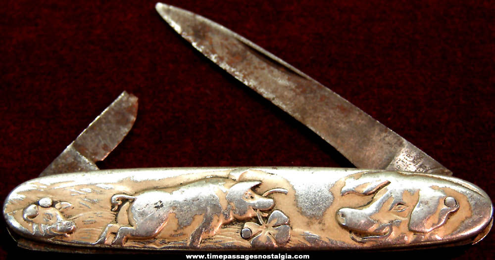 Old Gebruder Schmachtenberg Solingen Metal German Good Luck Pig Pocket Knife