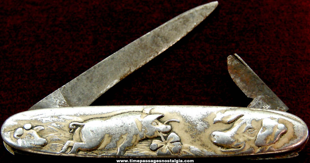 Old Gebruder Schmachtenberg Solingen Metal German Good Luck Pig Pocket Knife