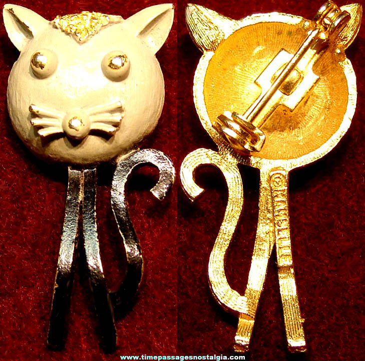 Old Mamselle Stylized Cat Jewelry Brooch PIn