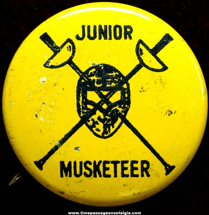 Old Junior Musketeer Fencing Sports Advertising Pin Back Button