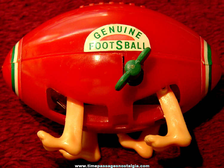 Old Wind Up and Walking Hard Plastic Mechanical Football Toy