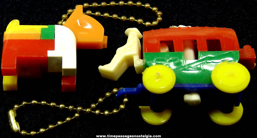 (2) Different Colorful Old Toy Key Chain Puzzles