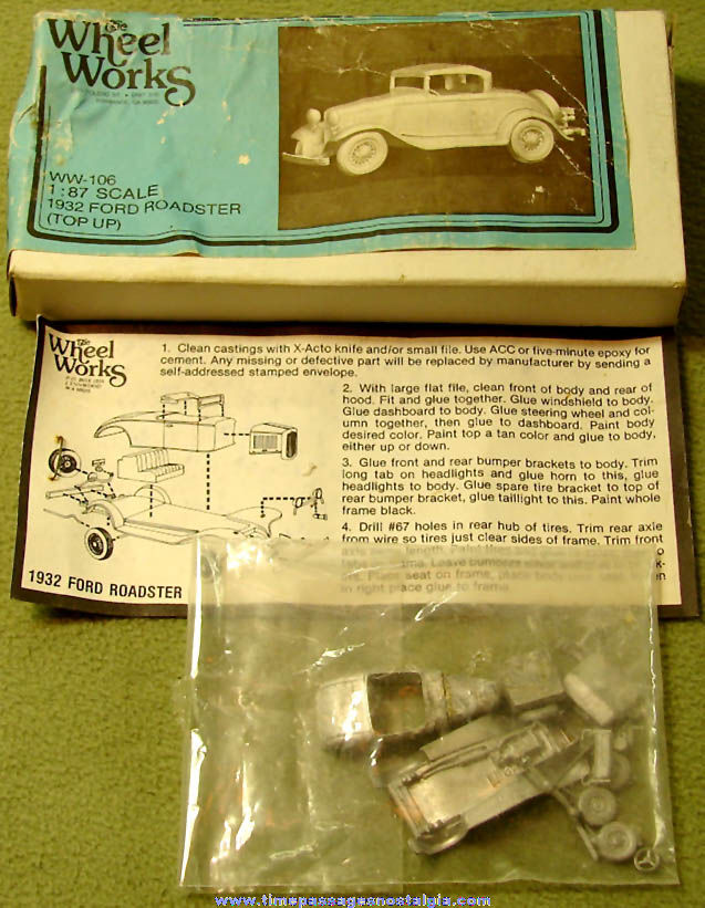 Unbuilt 1932 Ford Roadster Wheel Works Miniature Metal Toy Model Kit