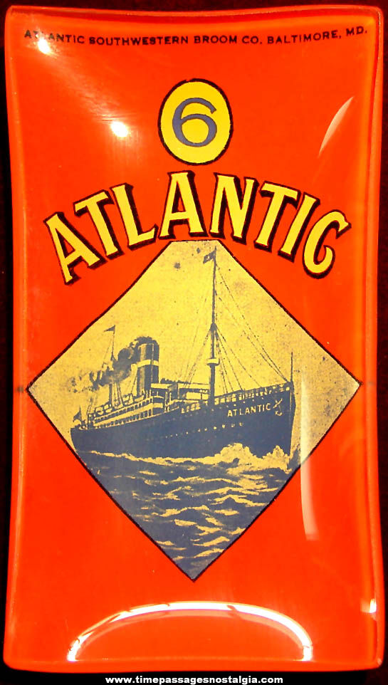 Colorful Atlantic Cruise Ship or Ocean Liner Advertising Glass Tray