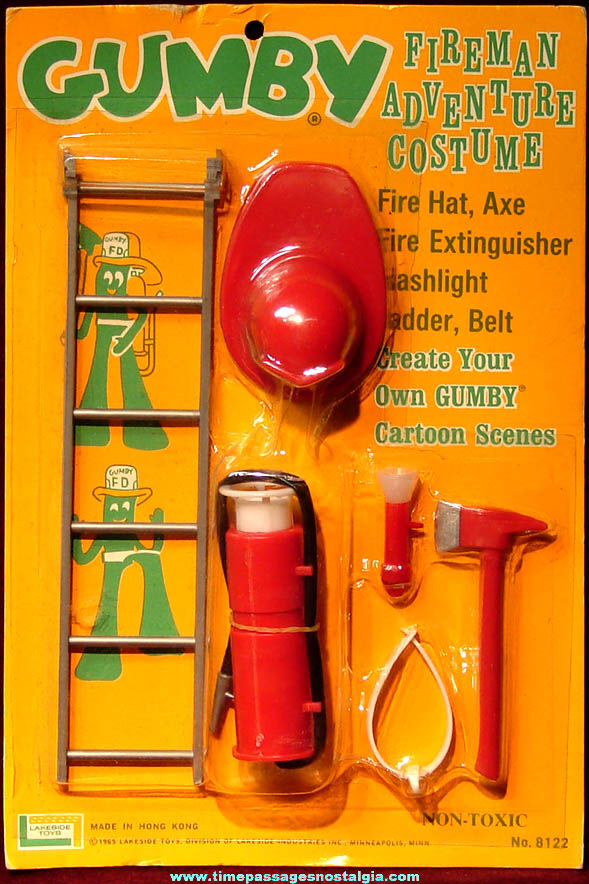 Unopened ©1965 Gumby Claymation Character Fireman Adventure Costume Kit
