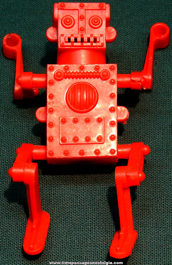 Old Unidentified Small Jointed Red Plastic Toy Robot
