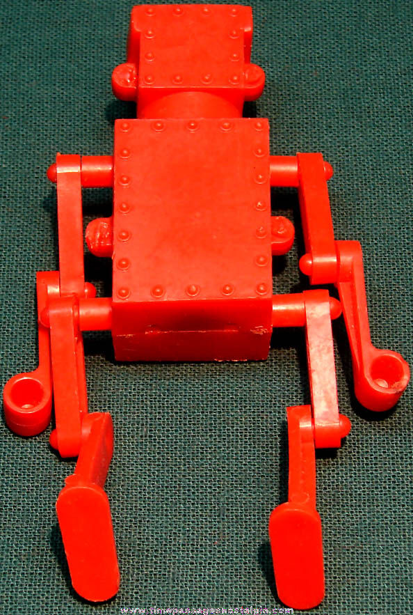 Old Unidentified Small Jointed Red Plastic Toy Robot