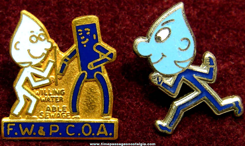(2) Different Florida Water & Pollution Control Operators Association Advertising Character Pins