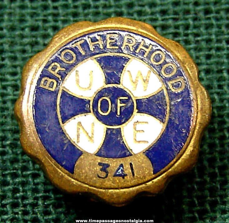 Brotherhood of Utility Workers of New England Enameled Brass Screw Back Lapel Button