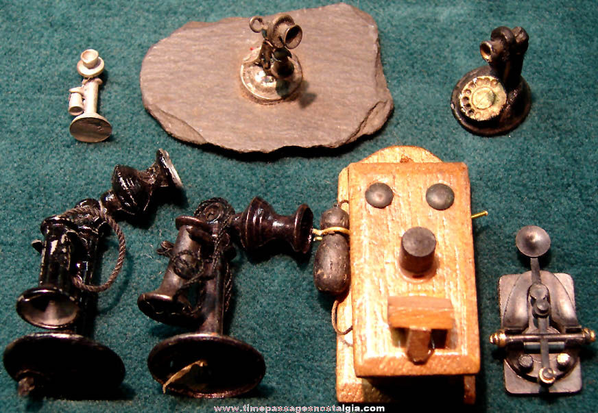 (7) Early 1900s Doll House Miniature Telephones