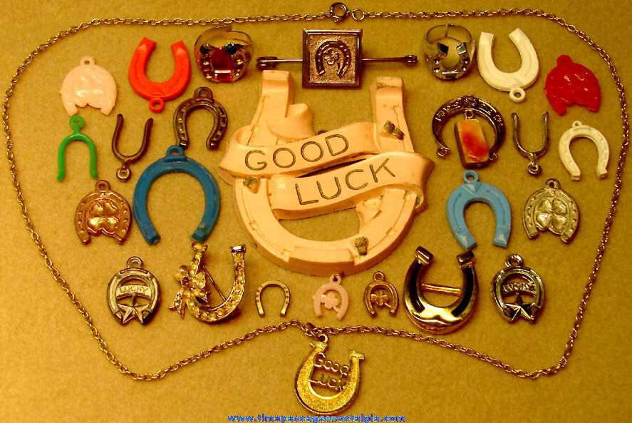 (26) Old Good Luck Jewelry Charms Rings & Pins