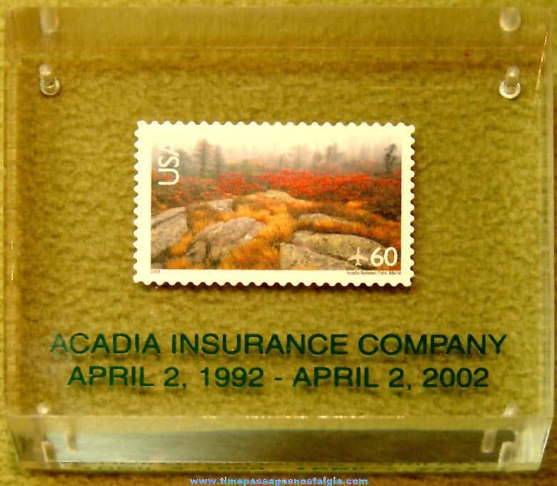 2002 Acadia Insurance Company 10th Anniversary Commemorative Paper Weight