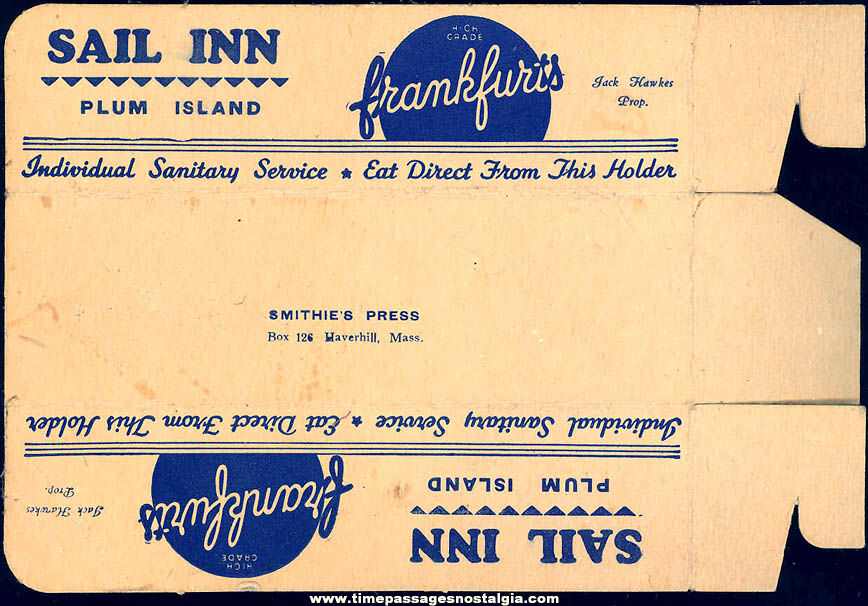 Old Sail Inn Plum Island Massachusetts Frankfurt Advertising Cardboard Holder