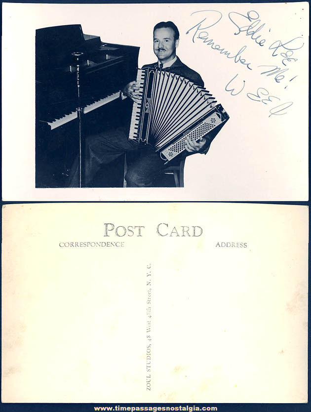 Old Unused Musician Eddie Lee Autographed Real Photo Post Card