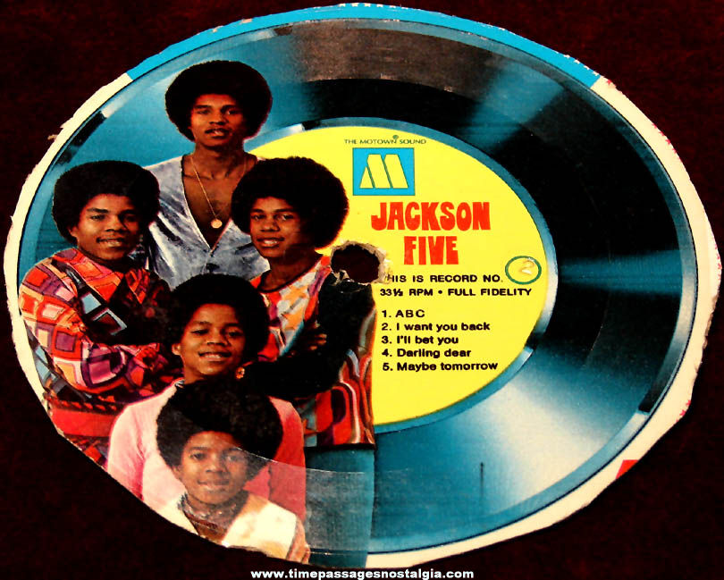 Old Jackson Five Cereal Box Back Premium or Prize Paper Record