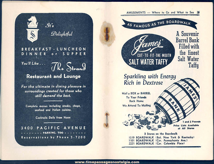 1958 Atlantic City New Jersey Amusements and Advertising Booklet