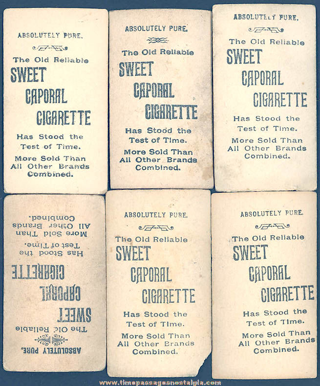 (6) 1800s Sweet Caporal Cigarettes Premium Pretty Lady Trading Cards
