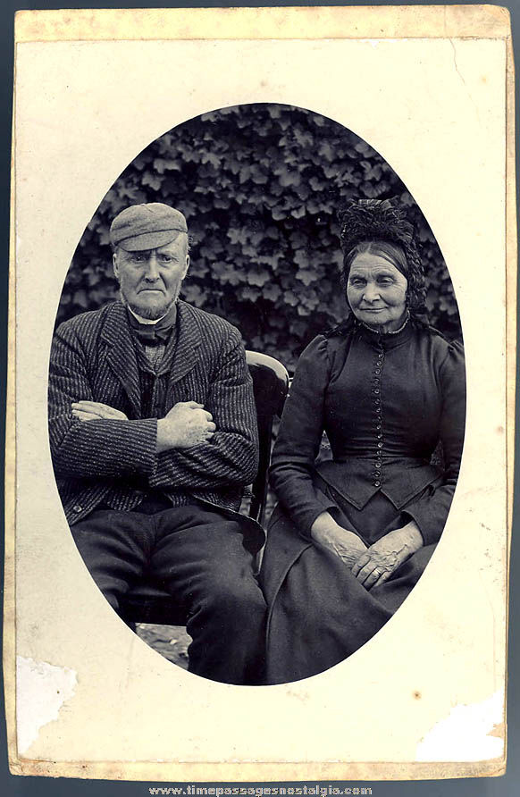 Interesting Old Black & White Scottish Couple Portrait Photograph