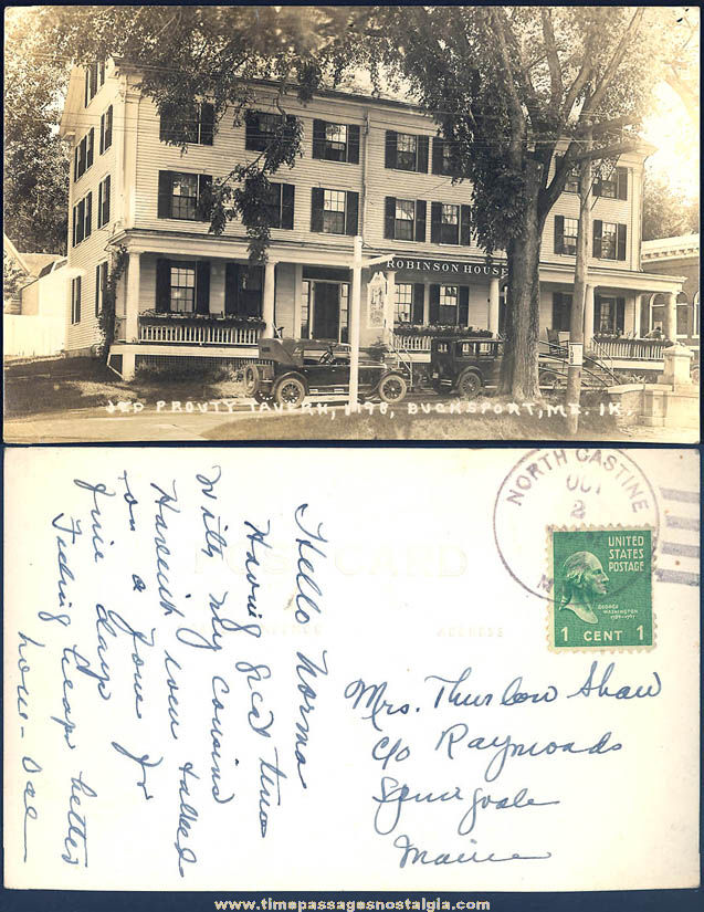 1942 Jed Prouty Tavern Bucksport Maine Real Photo Post Card