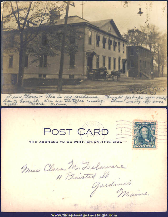 1907 Vickery & Hill Publishing Company Augusta Maine Real Photo Post Card