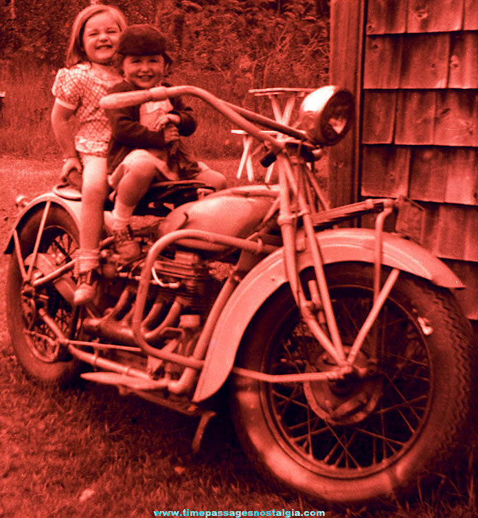 (4) Old Indian 4 Motorcycle Photograph Negatives With Children