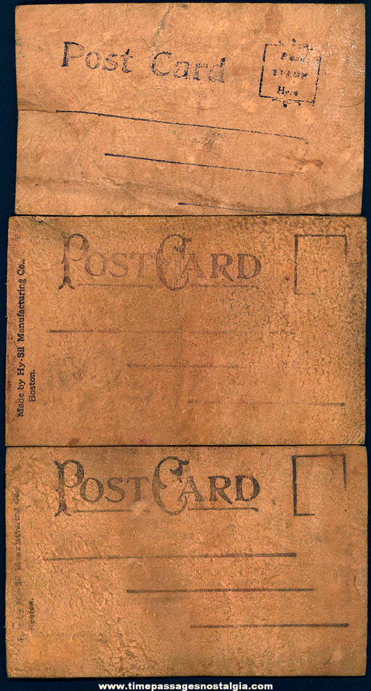 (3) Different Unused Early 1900s Imprinted Leather Post Cards