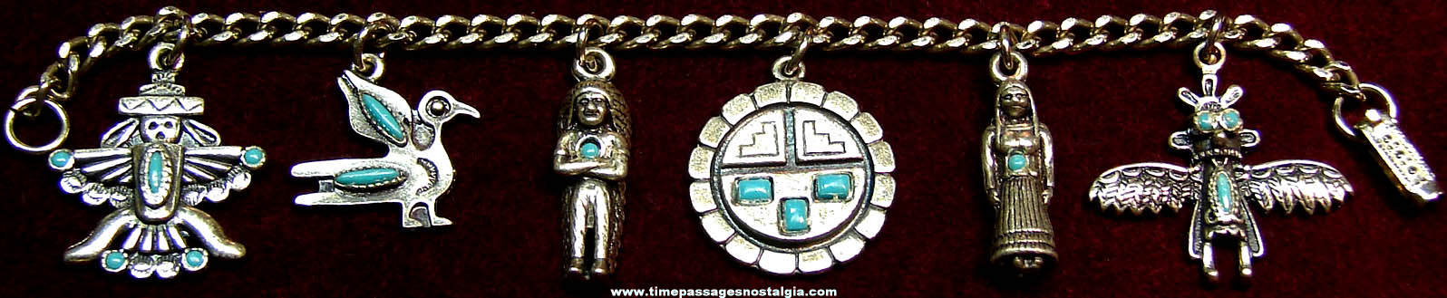 Old Western Native American Indian Theme Charm Bracelet
