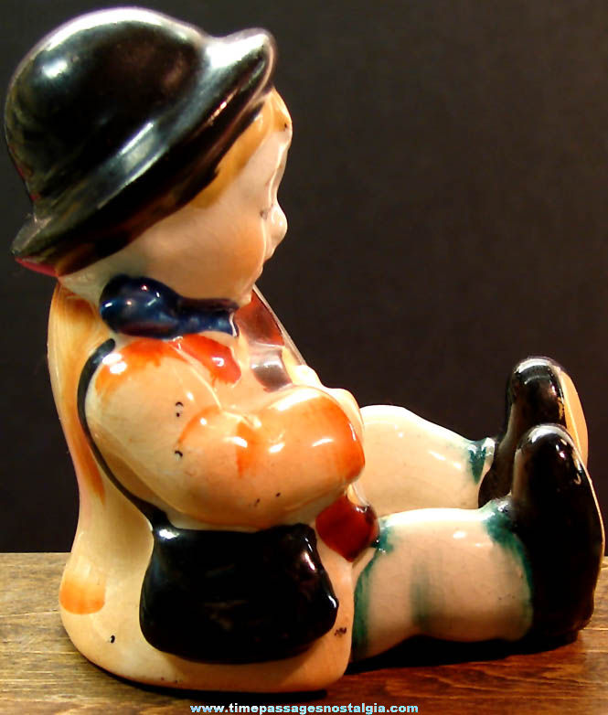 Vintage Seated Young Boy Playing A Banjo Porcelain Figurine