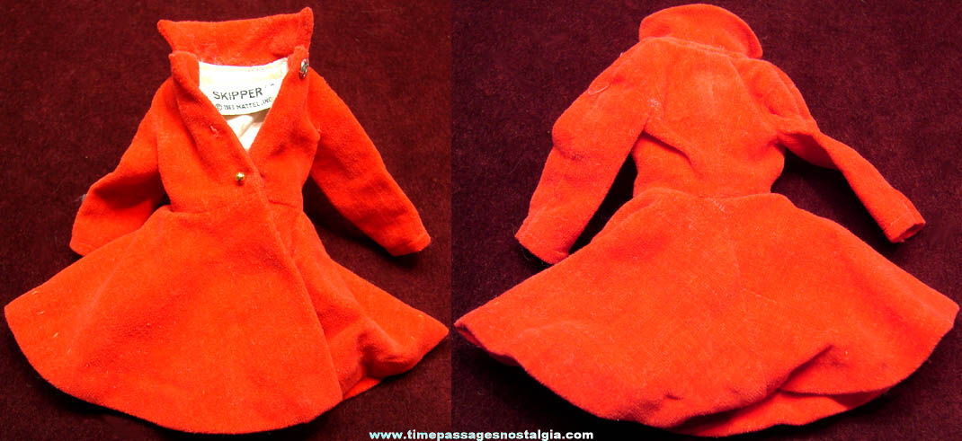 1963 Mattel Skipper Doll Red Velvet Dress Coat