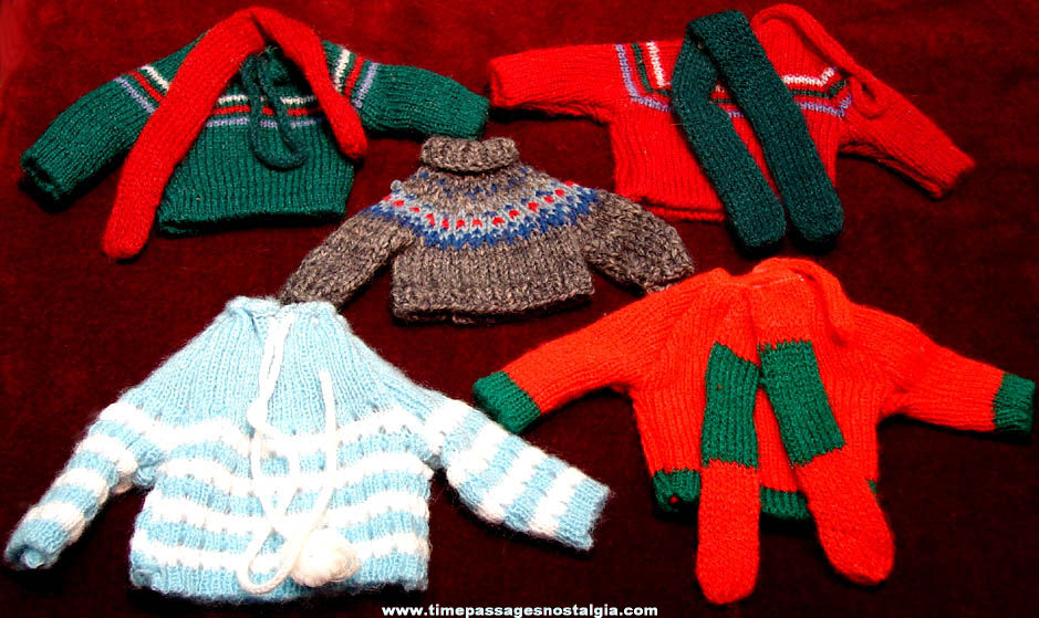(5) Different Old Doll Sweater and Sweater With Scarf Sets