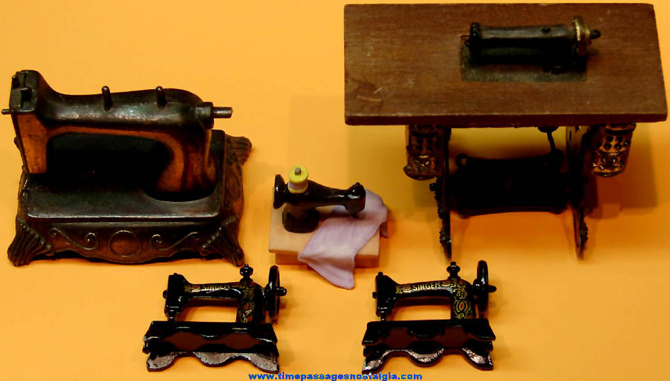 (5) Old Miniature Toy Or Doll House Sewing Machines
