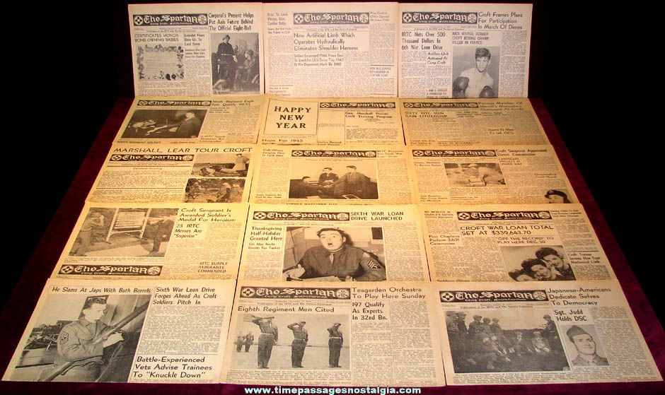 (15) 1944 & 1945 Camp Croft South Carolina United States World War II Military Newspapers