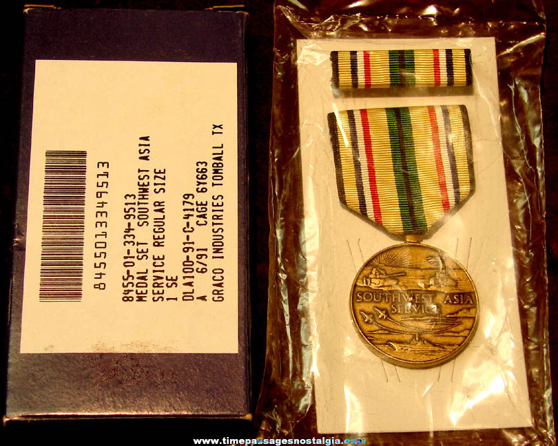Boxed United States Military Southwest Asia Service Award Medal & Ribbon Set