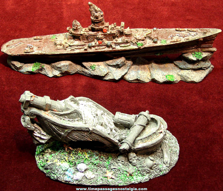 (2) Different Sunken Ship Aquarium Figurine Decorations