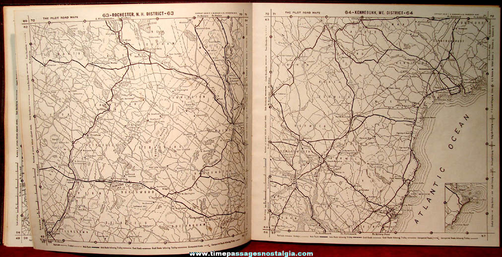 1908 & 1909 Pilot Road Maps of New England Book with Cover