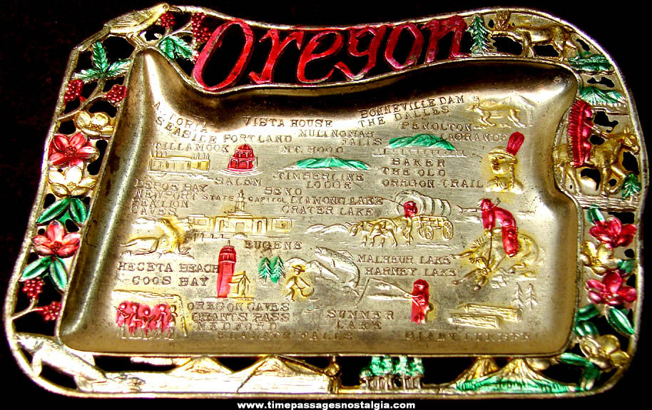 Old Oregon State Advertising Souvenir Metal Tray