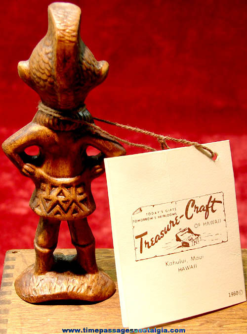1960 Hawaiian Menehune Happiness & Good Luck Treasure Craft Figurine with Tag