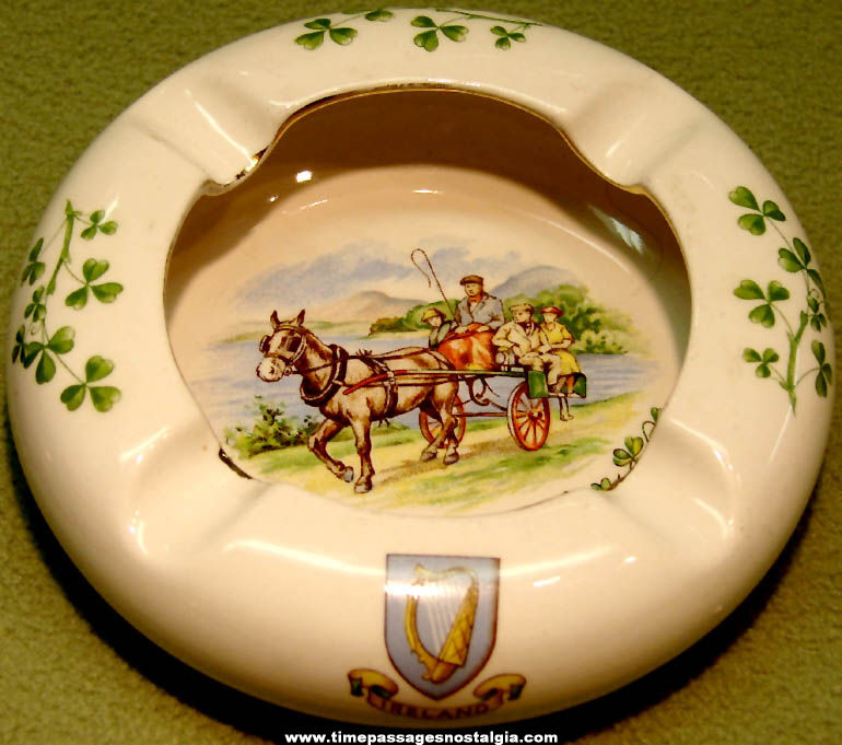 Colorful Old Ireland Advertising Souvenir Porcelain Cigarette Ash Tray