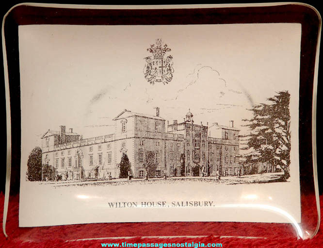 Old Wilton House Salisbury England Advertising Souvenir Imprinted Glass Tray
