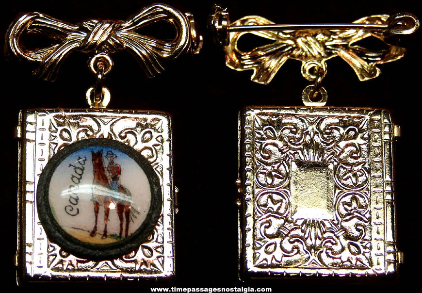 Old Unused Canada Advertising Souvenir Metal Jewelry Locket Brooch Pin