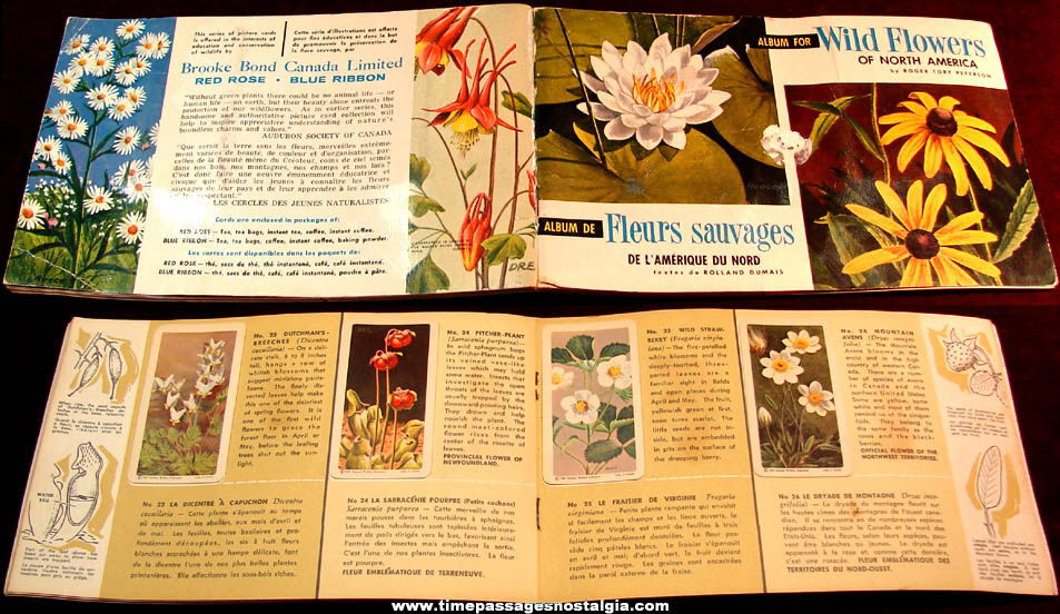 1961 Brooke Bond Tea Premium Card Album With (48) Wild Flowers of North America Cards