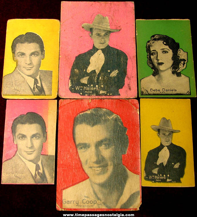 (6) 1920s Actor & Actress Movie Star Non Sports Trading Cards