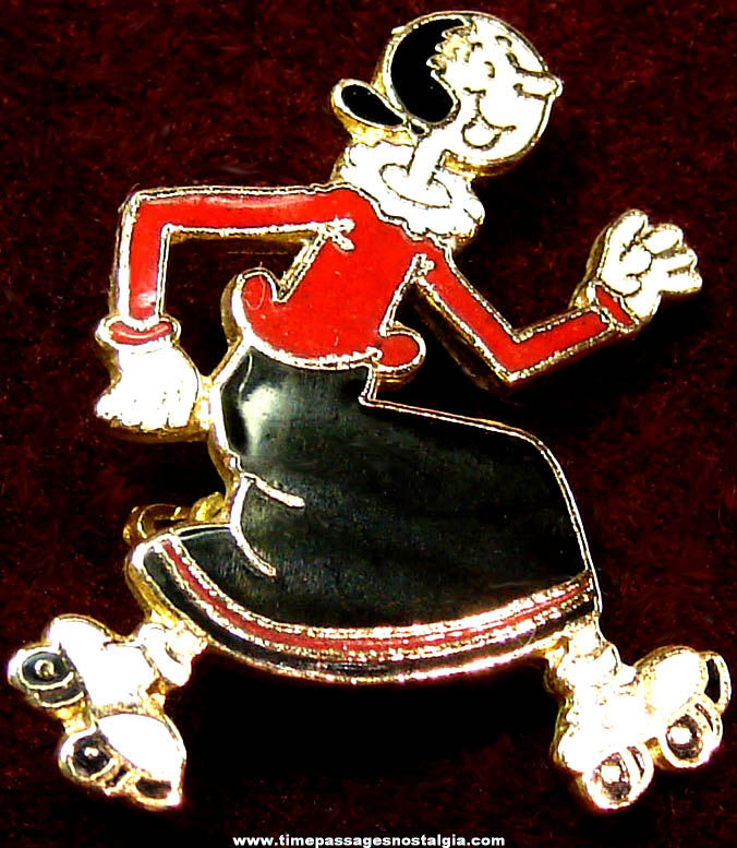 Old Enameled Popeye’s Olive Oyl Cartoon Character King Features Syndicate Pin