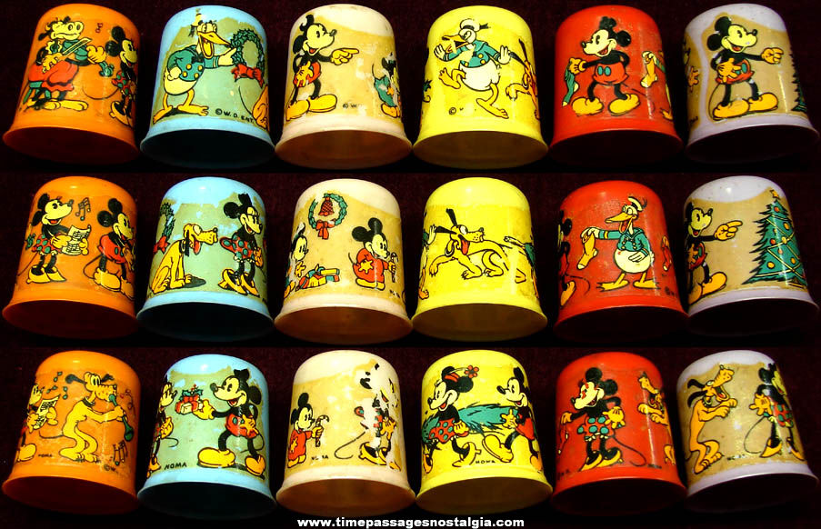 (6) Different Old Walt Disney Enterprises Noma Christmas Tree Light Covers
