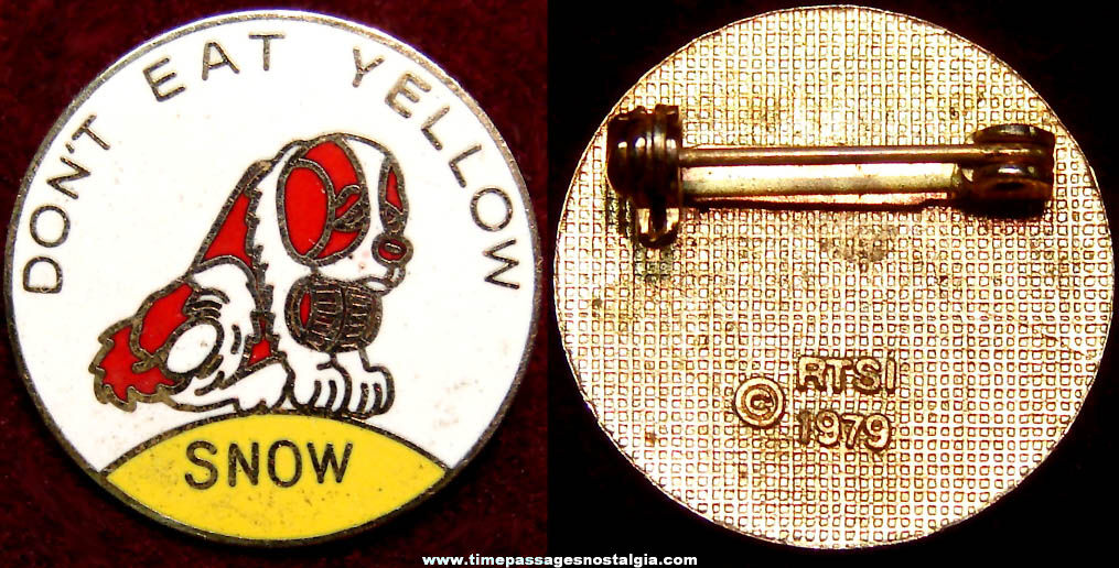1979 Don’t Eat Yellow Snow Enameled Jewelry Pin