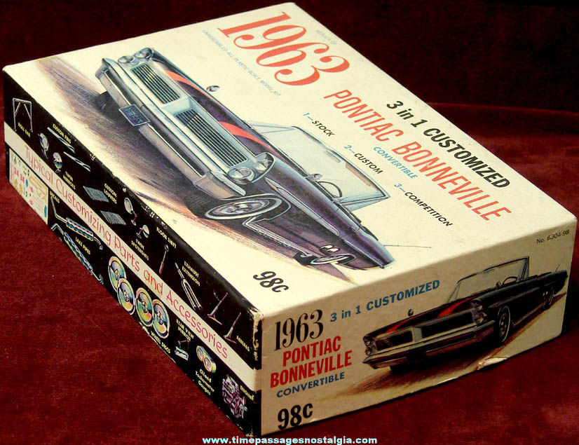 Old Boxed 1963 Pontiac Bonneville Convertible Palmer Plastics Model Kit