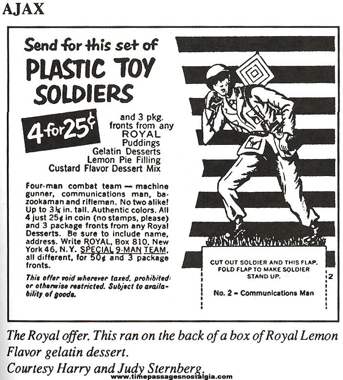 Complete Set of (9) Old Ajax U.S. Army Soldier Royal Pudding Premium Hard Plastic Play Set Figures