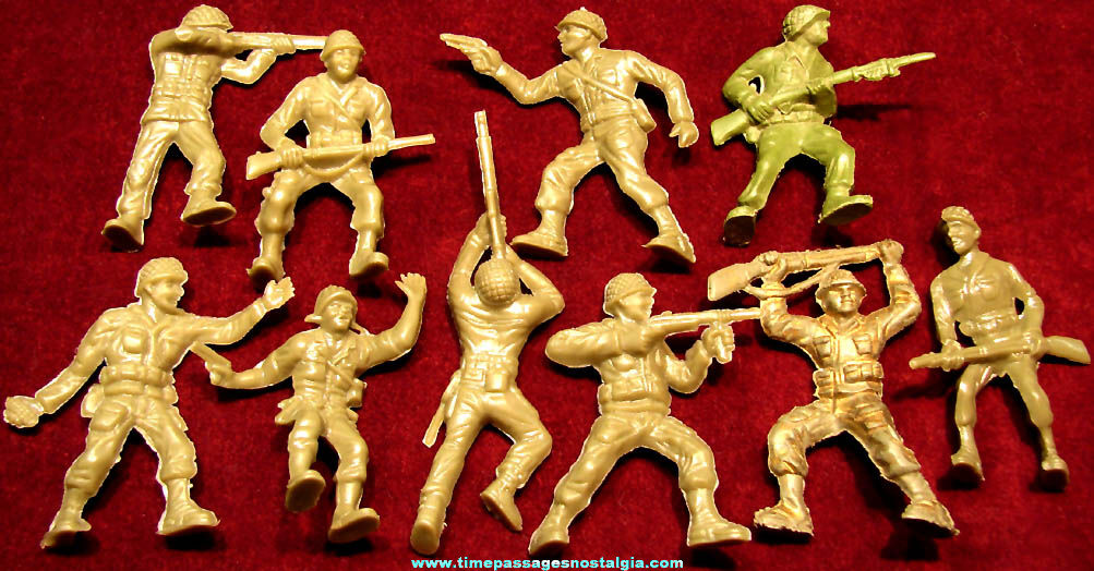 (10) Different 1957 Kellogg’s Cereal Prize U.S. Army Soldier Play Set Toy Figures