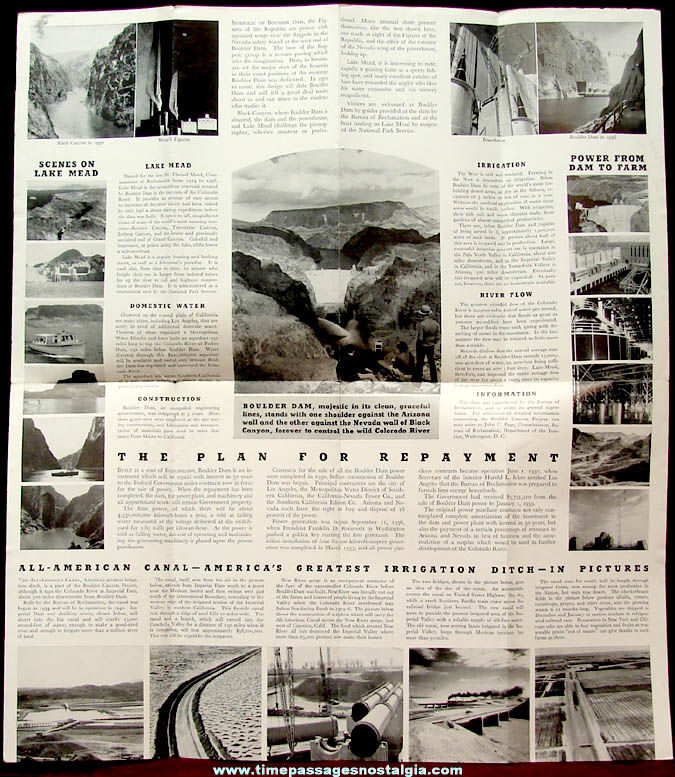 (2) Different Old Boulder - Hoover Dam Advertising Brochures With Maps